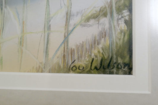 1980s Lou Wilson Original Pastel Seascape Painting, Framed Beach Art