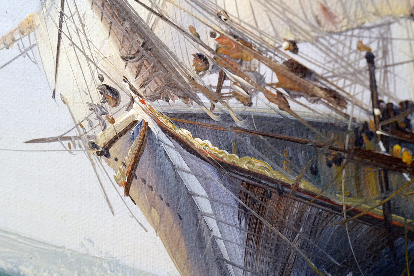 Original Oil Painting Sailing Ships on canvas signed by Ambrose