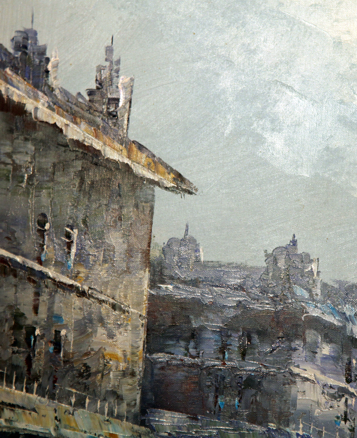 Vintage Original Impressionist Oil Painting Paris Street Scene on Canvas Signed by Jim Brown