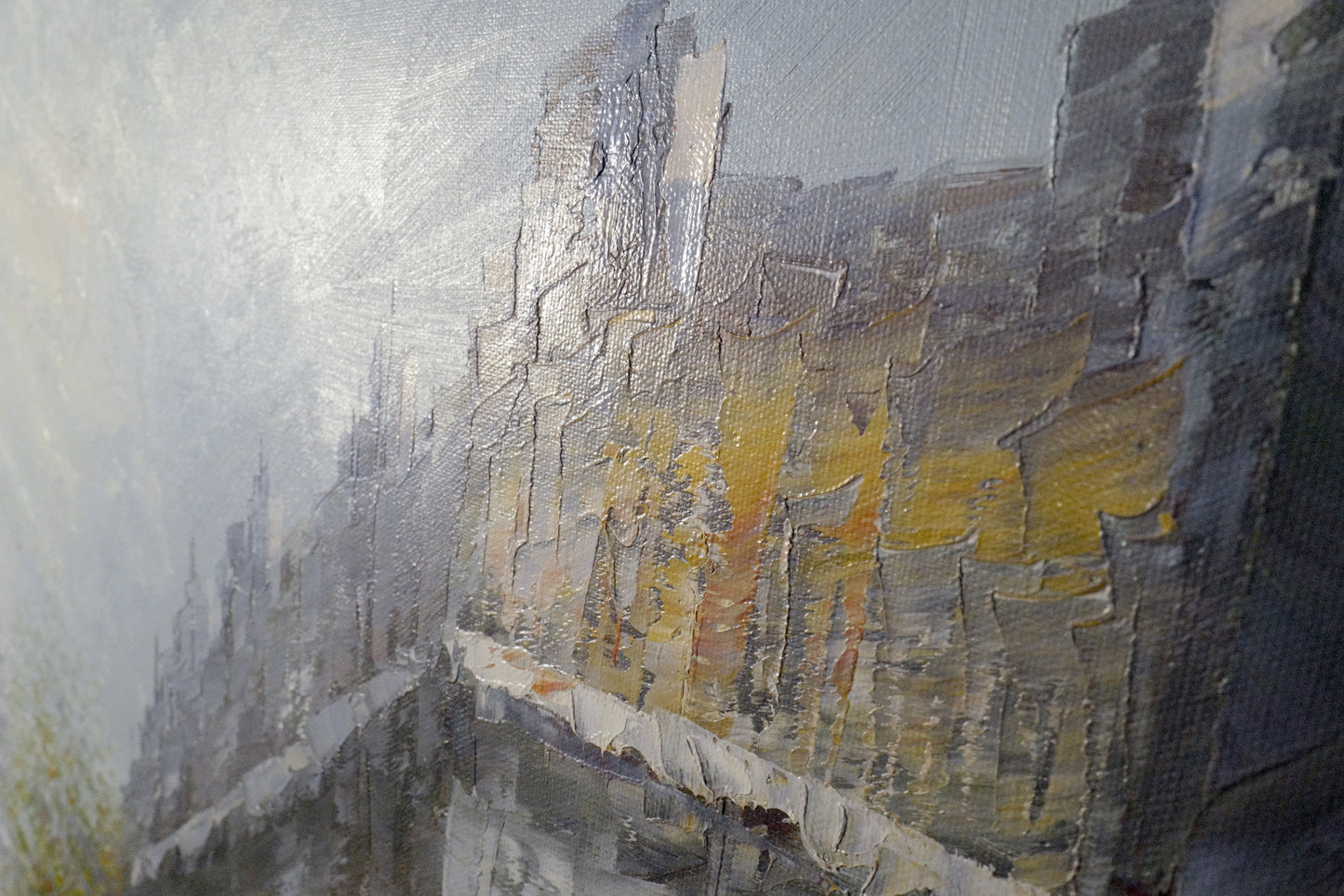 Vintage Original Impressionist Oil Painting Paris Street Scene on Canvas Signed by Jim Brown