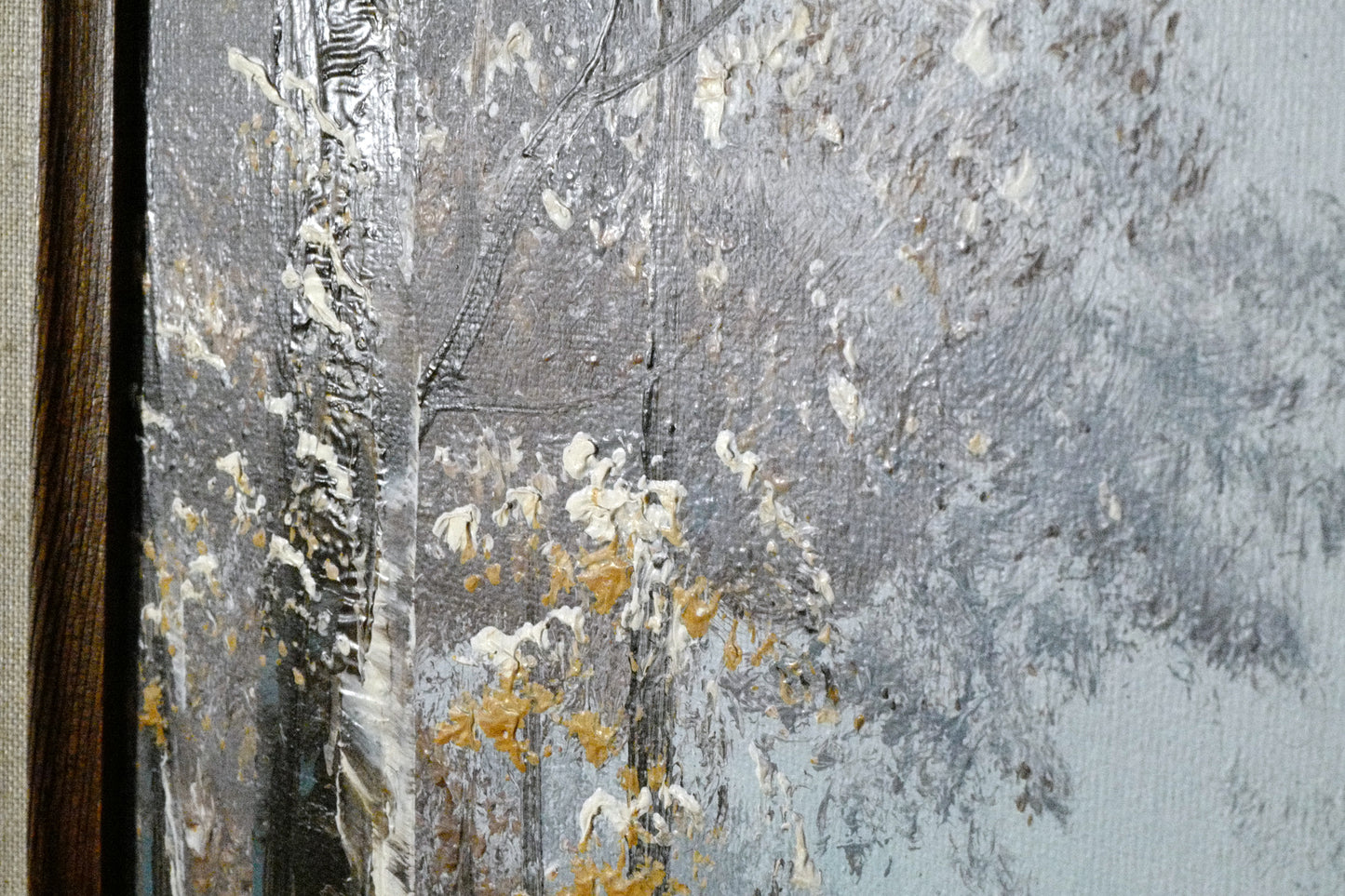 Vintage Signed D. Costello Oil Painting Snowy Forest Path Landscape Framed