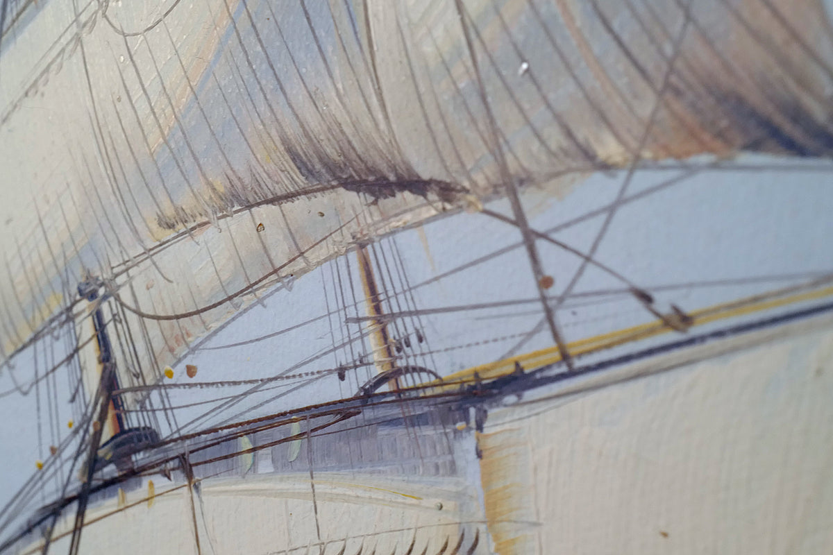 Original Oil Painting Sailing Ships on canvas signed by Ambrose