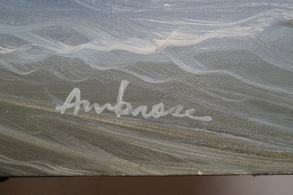 Original Oil Painting Sailing Ships on canvas signed by Ambrose