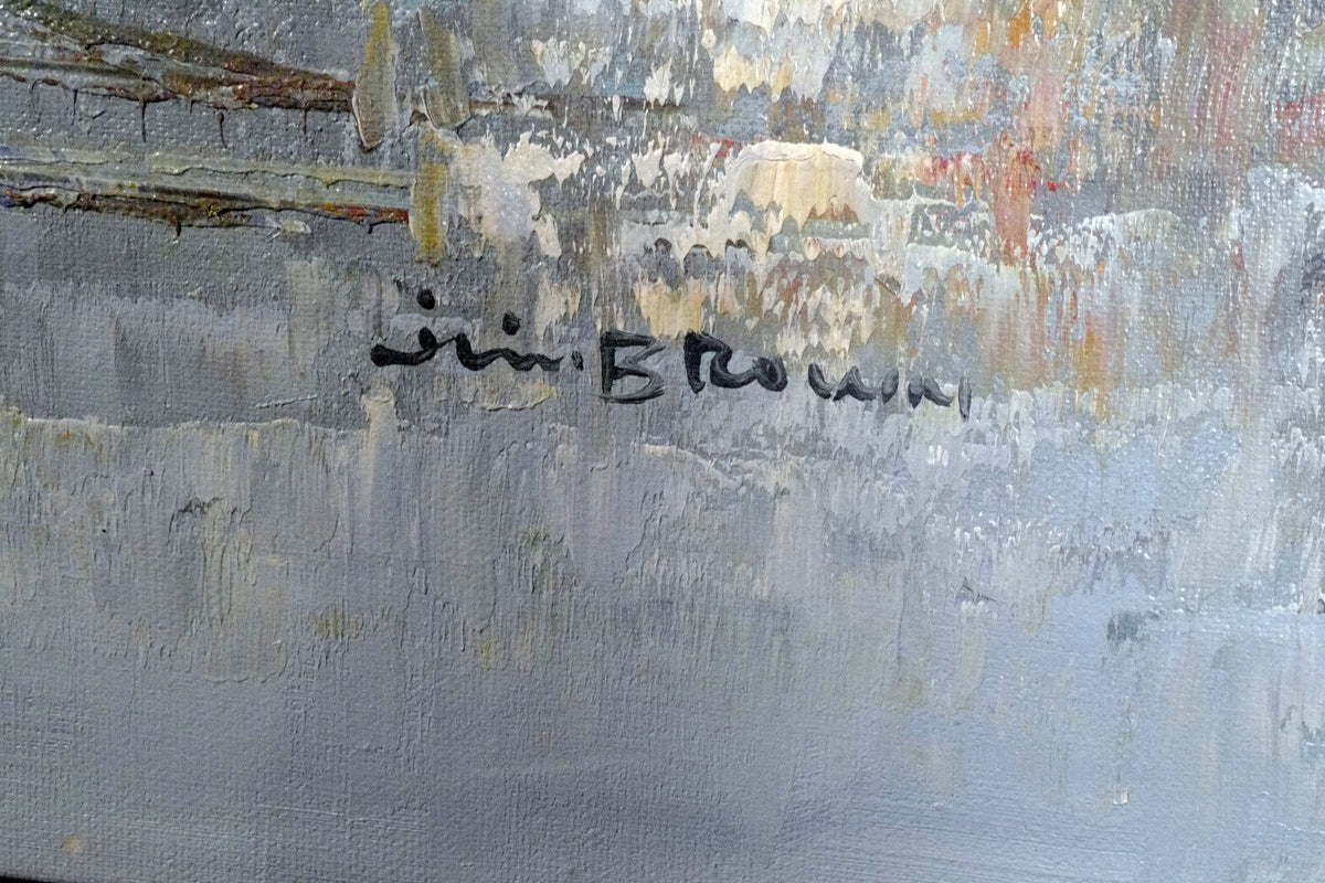 Vintage Original Impressionist Oil Painting Paris Street Scene on Canvas Signed by Jim Brown
